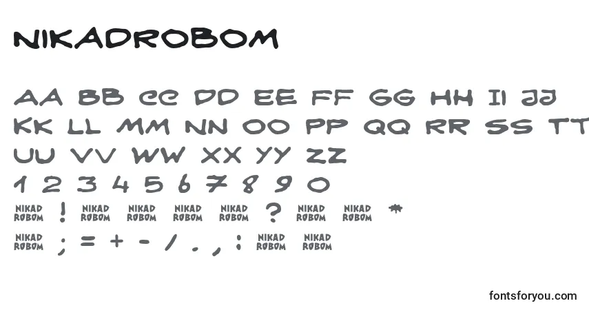 A fonte NikadRobom – alfabeto, números, caracteres especiais