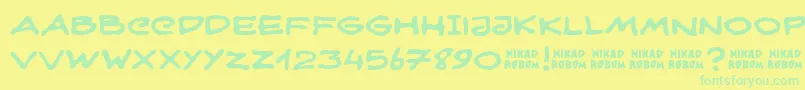 NikadRobom Font – Green Fonts on Yellow Background