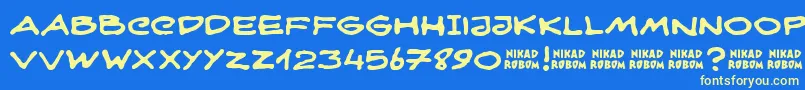 NikadRobom Font – Yellow Fonts on Blue Background