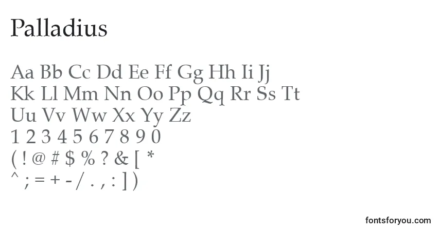 Fuente Palladius - alfabeto, números, caracteres especiales