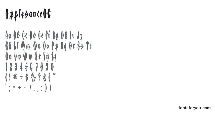 Czcionka Applesauce06 – alfabet, cyfry, specjalne znaki