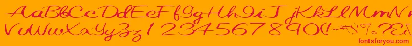 Fonte Elastictrainfont59RegularTtext – fontes vermelhas em um fundo laranja
