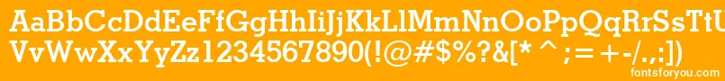 StymieBoldBt-Schriftart – Weiße Schriften auf orangefarbenem Hintergrund