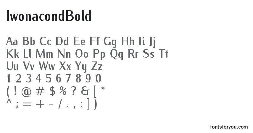 Шрифт IwonacondBold – алфавит, цифры, специальные символы