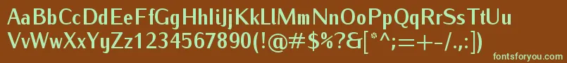 IwonacondBold-fontti – vihreät fontit ruskealla taustalla
