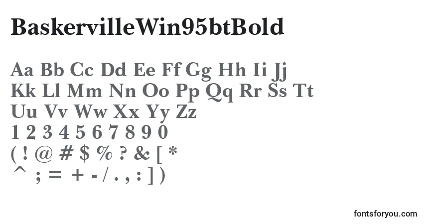 Czcionka BaskervilleWin95btBold – alfabet, cyfry, specjalne znaki