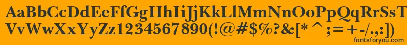 BaskervilleWin95btBold-fontti – mustat fontit oranssilla taustalla