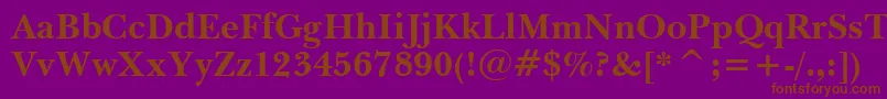 BaskervilleWin95btBold-Schriftart – Braune Schriften auf violettem Hintergrund