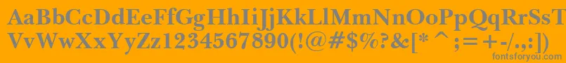 BaskervilleWin95btBold-Schriftart – Graue Schriften auf orangefarbenem Hintergrund