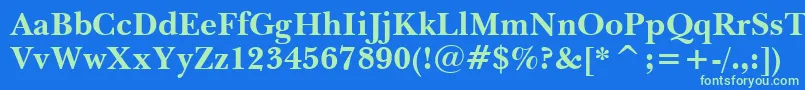 BaskervilleWin95btBold Font – Green Fonts on Blue Background