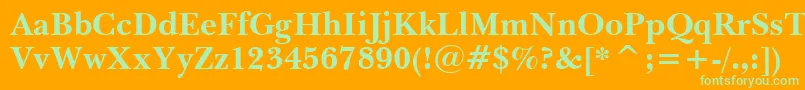 BaskervilleWin95btBold-Schriftart – Grüne Schriften auf orangefarbenem Hintergrund