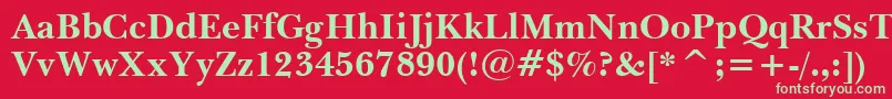 BaskervilleWin95btBold Font – Green Fonts on Red Background