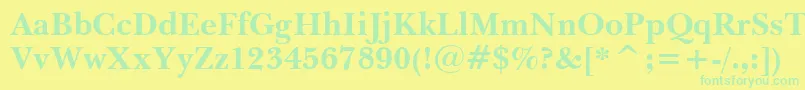 BaskervilleWin95btBold-Schriftart – Grüne Schriften auf gelbem Hintergrund