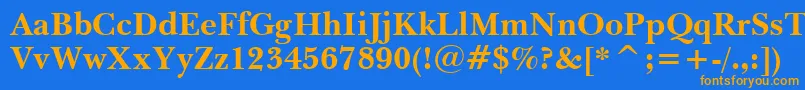 BaskervilleWin95btBold Font – Orange Fonts on Blue Background