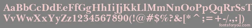 BaskervilleWin95btBold-Schriftart – Rosa Schriften auf grauem Hintergrund