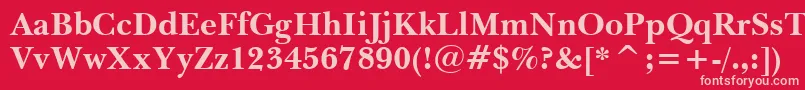 BaskervilleWin95btBold-Schriftart – Rosa Schriften auf rotem Hintergrund