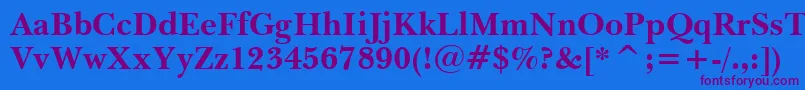 Czcionka BaskervilleWin95btBold – fioletowe czcionki na niebieskim tle