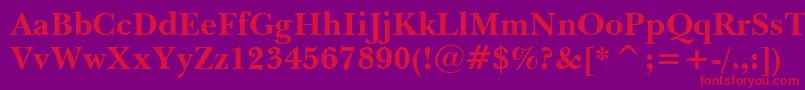 BaskervilleWin95btBold-fontti – punaiset fontit violetilla taustalla