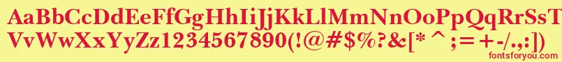 BaskervilleWin95btBold-Schriftart – Rote Schriften auf gelbem Hintergrund