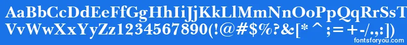 BaskervilleWin95btBold-Schriftart – Weiße Schriften auf blauem Hintergrund