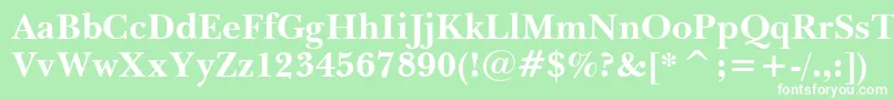 BaskervilleWin95btBold-Schriftart – Weiße Schriften auf grünem Hintergrund