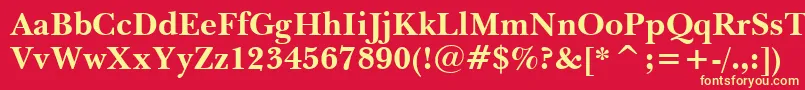BaskervilleWin95btBold-Schriftart – Gelbe Schriften auf rotem Hintergrund