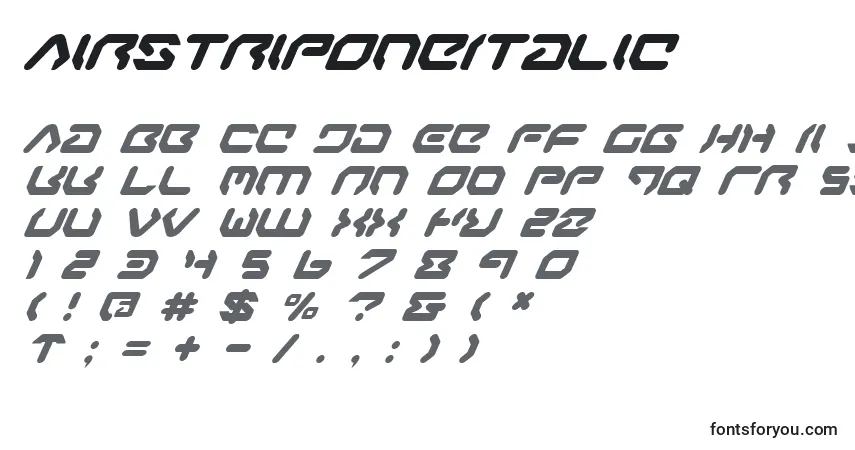 AirstripOneItalic-fontti – aakkoset, numerot, erikoismerkit