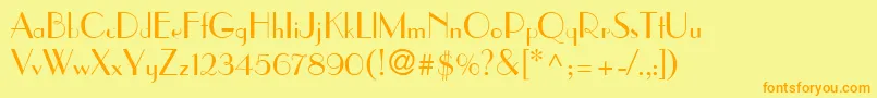 ParisNormal-Schriftart – Orangefarbene Schriften auf gelbem Hintergrund