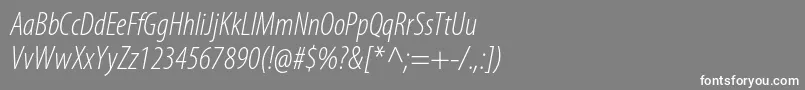 フォントMyriadproLightcondit – 灰色の背景に白い文字