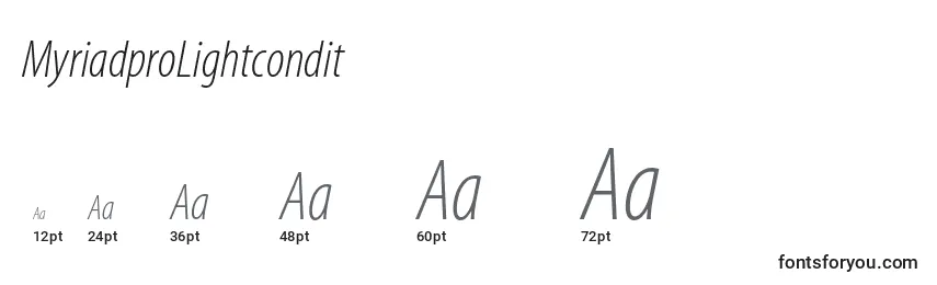 MyriadproLightcondit Font Sizes