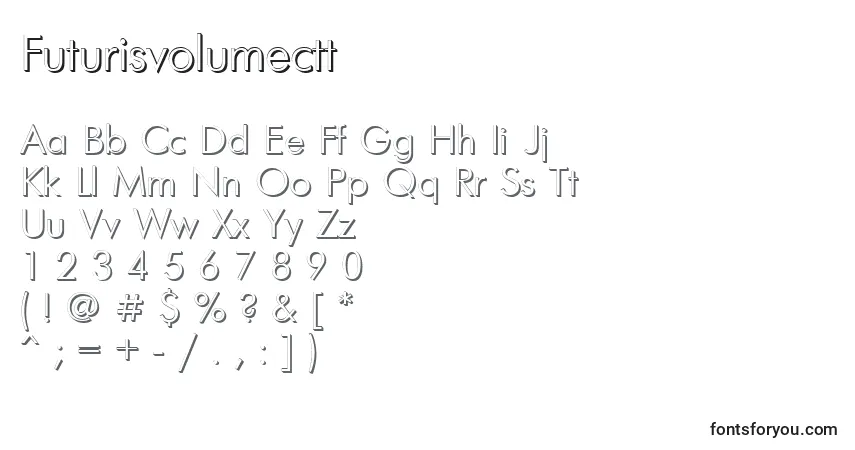Czcionka Futurisvolumectt – alfabet, cyfry, specjalne znaki