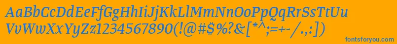 TangerserifnarrowItalic Font – Blue Fonts on Orange Background