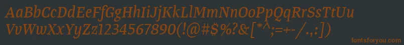 TangerserifnarrowItalic Font – Brown Fonts on Black Background