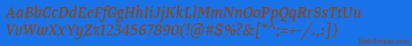 TangerserifnarrowItalic Font – Brown Fonts on Blue Background