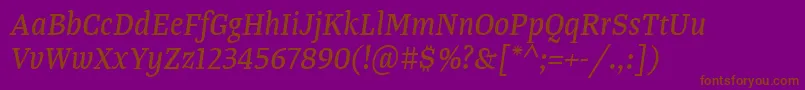 TangerserifnarrowItalic Font – Brown Fonts on Purple Background