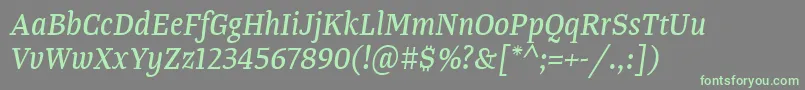 TangerserifnarrowItalic Font – Green Fonts on Gray Background