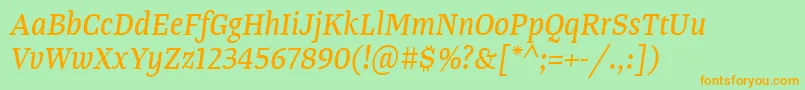 TangerserifnarrowItalic Font – Orange Fonts on Green Background