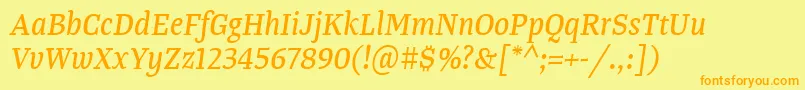 TangerserifnarrowItalic Font – Orange Fonts on Yellow Background