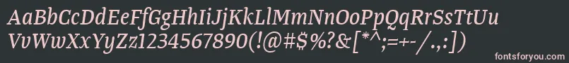 TangerserifnarrowItalic Font – Pink Fonts on Black Background