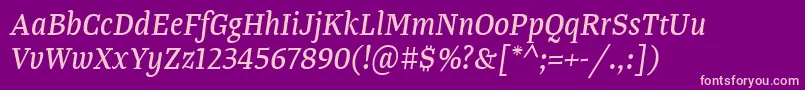 TangerserifnarrowItalic Font – Pink Fonts on Purple Background