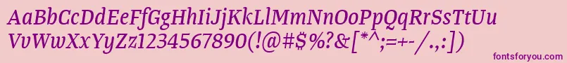 TangerserifnarrowItalic Font – Purple Fonts on Pink Background