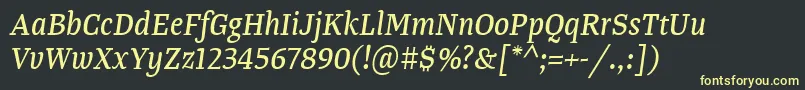 TangerserifnarrowItalic Font – Yellow Fonts on Black Background