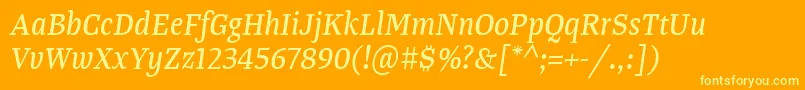 TangerserifnarrowItalic Font – Yellow Fonts on Orange Background