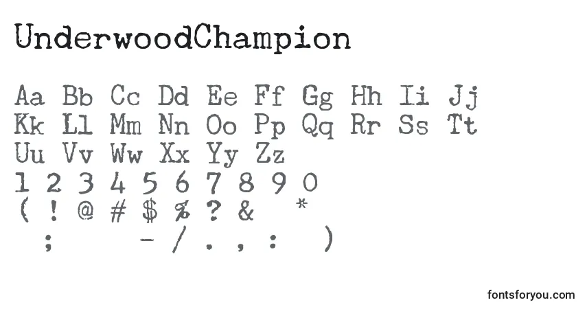 UnderwoodChampionフォント–アルファベット、数字、特殊文字