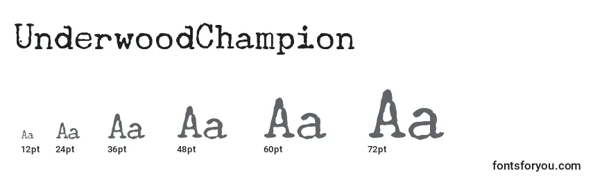 UnderwoodChampion Font Sizes