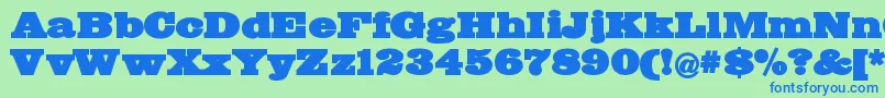 フォントBigmummy – 青い文字は緑の背景です。