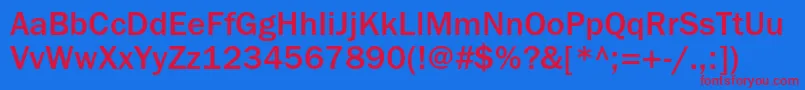 Franklingothicmediumc-Schriftart – Rote Schriften auf blauem Hintergrund