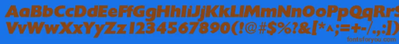 フォントChantillylhBoldItalic – 茶色の文字が青い背景にあります。