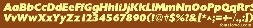 ChantillylhBoldItalic-fontti – keltaiset fontit ruskealla taustalla