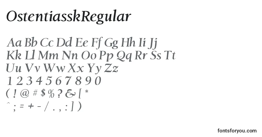 Шрифт OstentiasskRegular – алфавит, цифры, специальные символы
